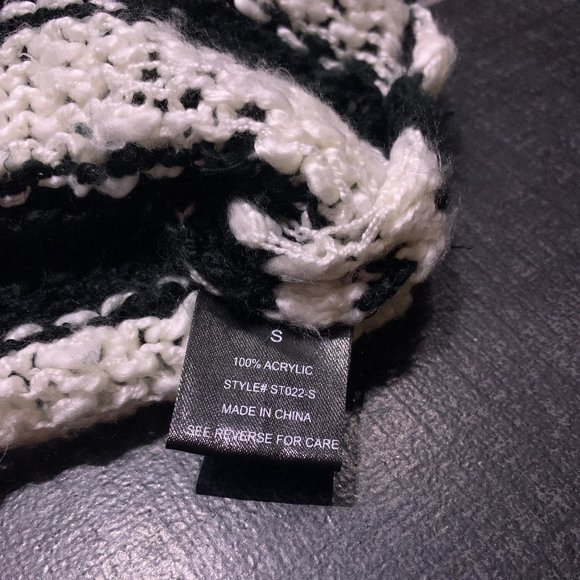 Audrey 3+1 Black & White Striped Slouch Sweater - Picture 8 of 11